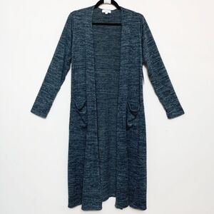 Lularoe Sarah Heathered Teal Open Front Duster Cardigan Sweater Women's Medium M